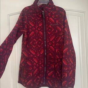 Columbia Burgundy and Pink Patterned Fleece Jacket